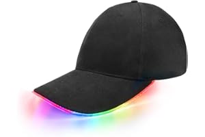 JIGUOOR LED Baseball Cap, Illuminated Flashing LED Light up Cap Men, Festival Hat Tik Tok Party Outfit, Festival Rave Accessories Glowing Golf Hat as Birthday Gifts for Men Boys in LED Brim