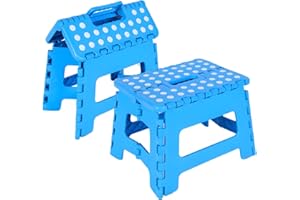 BOZEXPRO 9 Inch Folding Step Stool for Adults,Non-Slip Foldable Steps Stool for Kitchen,Gardens,Bedrooms,Plastic Folding Stool for Kids,Collapsible step Stool Folding,Step Up Stool,Fold Away Stool (Blue)