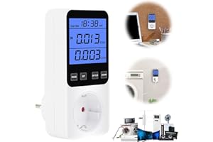 MITENING Contatore Elettrico per Presa, 3680W Presa per Misuratore Di Potenza Con 14 Modalità Di Monitoraggio E Protezione Da Sovraccarico, Misuratore Di Costi Energetici Grande LCD KWH