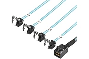 YIWENTEC wewnętrzny HD Mini SAS (SFF-8643 Host) do 90 stopni 4 SATA (cel) kabel do dysku twardego (8643 SATA 90 stopni 0,5 M)