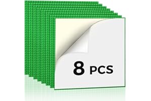 Lekebaby Juego de 8 placas compatibles con la mayoría de las marcas, 25,5 x 25,5 cm, placa de construcción para despegar y pegar para mesa, pared, placa base verde
