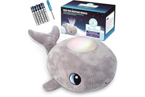Cacchino® Ben Baby Sleep Aid Award Winning Plush Whale Sleep Soother with White Noise 12 Lullabies and Soothing Sounds Machine Washable Soft Cuddly Gift for Newborns and Toddlers No Cry Sensor