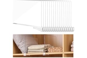 LQGTQO Pack of 16 Transparent Acrylic Shelf Dividers, Clothes Storage Organisation, Shelf Dividers, Shelf Dividers for Wardrobe without Drilling, Shelf Divider Wardrobe for Bedroom Kitchen Wardrobe