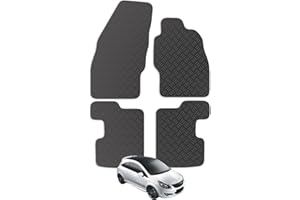 Carsio Car Mats 4pc Set For Vauxhall Corsa D 2007 to 2019 Tailored Fit Rubber Floor Mat Complete Accessory Black Custom Fitted - Anti-Slip Backing, Heavy Duty & Waterproof