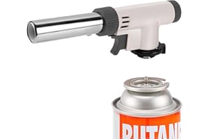 JDHON Soplete de Cocina, Recargable Antorcha de Cocina Butano con Llama ajustable para BBQ, Postres, Cocinando, Cámping, Soldadura(No Incluido Butano)-Blanco