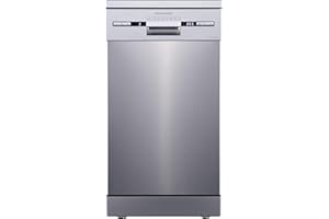 Cookology CFSD4510SS 45cm Wide Freestanding Slimline Undercounter Dishwasher, 6 Programme Settings with Eco Mode, 10 Place Settings - in Stainless Steel
