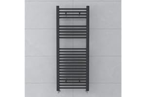 Warmehaus Towel Radiator 1200 x 450mm Grey Contemporary Bathroom Towel Rail - Straight