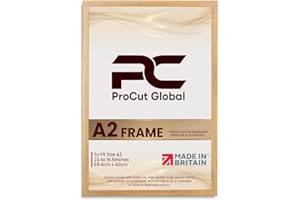 PROCUT GLOBAL LTD Procut Global A2 Oak Picture Frames – Sleek Wooden Photo Frame with Shatterproof Perspex for Wall or Tabletop – Perfect for Posters, Certificates, Prints–Multiple Sizes & Colors Available