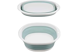 KANGSIT 5 L Collapsible Washing Up Bowl, Portable Wash Basin TPR Plastic Basket Multipurpose Outdoor Travel Basin Camping Sink, Space Saving Folding Washtub (Blue 5L)