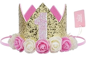 HAOMAOMAO Baby Crown Princess Gold Crowns Tiara Crystal Hat Girls First Birthday Gift