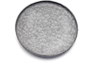 Funerom 25 cm Round Galvanized Metal Tray Decorative Tray Corrugated Edges