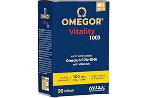 Omega 3 EPA y DHA IFOS Certificado 90 Cápsulas - OMEGOR Vitality 1000 Omega-3 Aceite de Pescado Libre de Metales Pesados y Fácil de Digerir