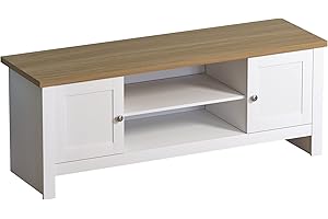 Marca Amazon - Movian Mueble TV, 2 puertas, 128 x 39 x 49 cm, Blanco