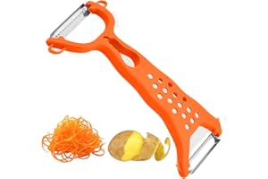 QUAZARPYON Veggie Glide Éplucheur Râpe 2 en 1 Acier Inoxydable - Double Fonction Éplucher & Râper Fruits Légumes - Poignée Ergonomique"(1 PCS)