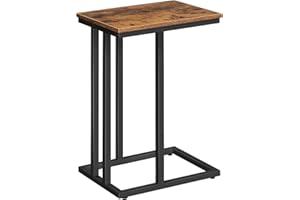 ‎HOOBRO HOOBRO Beistelltisch, C-förmiger Couchtisch, Sofatisch, Industrie-Stil, für Wohnzimmer, Schlafzimmer, Vintagebraun und Schwarz EBF02SF01G1