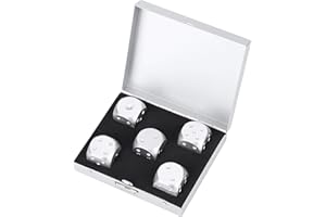 PLPLAAOO 5 pièces en Alliage d'aluminium de précision en Alliage d'aluminium dés en métal Solide Ensemble de dés Jeu de Table Jeu de Poker avec boîte de Rangement(Boîte carrée en Argent), Jeux de dés Jeu