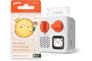 Yoto Mini + Pack La Petite Bibliothèque des émotions, Boîte à Histoires Portable Enceinte Bluetooth, 8 Livres Audio français pour Enfant à écouter, en Voyage, premières Histoires 3 à 10 Ans