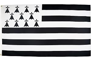AZ FLAG - Drapeau Bretagne - 90x60 cm - Polyester léger - Drapeau Breton - France Avec Oeillets Métalliques Intégrés - 40g