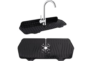 Guittly Wasserhahn Spritzschutz Matte, Silikon Wasserhahn Matte, Wasserhahn Abtropfmatte, Spüle Wasserhahn Wasserfangmatte, Spülbeckeneinlage (Schwarz)