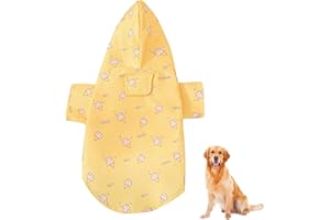 MUNSKT Dog Raincoat Waterproof Lightweight, Breathable Rain Jacket with Legs for Small Medium Dogs, Easy Harness Hole Design for Walking (Yellow, S)