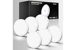 Homelist 6 Pack Motion Sensor Lights Indoor,Stair,Cupboard,Counter,Wardrobe,Under Cabinet Kitchen Lights, Battery Operated Wall Lights, Wireless Rechargeable Magnetic Stick on Puck Sensory Night Light