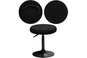 YINGAYOU Copri Sgabello Rotondo 30-40cm Fodera Sgabello Rotondo con Quadrati in Peluche, Elastici, Morbidi e Confortevoli, Dai Colori Intensi (1, Nero)