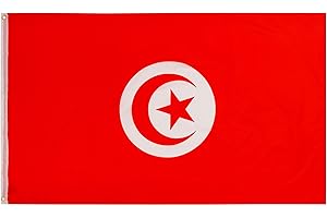 PHENO FLAGS Bandera de Túnez - Bandera tunecina 90 x 150 cm - Bandera nacional resistente a la intemperie para asta - 100% poliéster