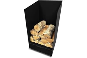 Volcann 65cm Tall Compact Steel Firewood Log Basket with Drawer - Fireplace Wood Holder Metal Store with Handheld, Storage for Indoor Woodstove, Fireside Accessories