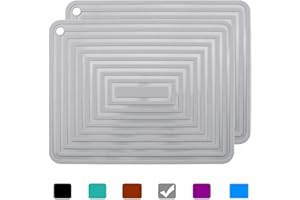 LOGHOG 2 Pack Large Silicone Trivet Mats,Heatproof Hot Pads Pot Holder,9"x12" Non Slip Flexible Durable Heat Resistant Pot Coaster Kitchen Countertop Table Mats (Gray)