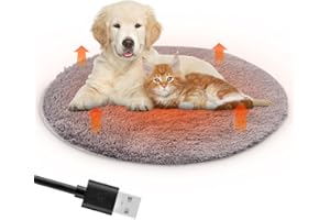Peelanmall Heizmatte für Hunde und Katzen 40 x 40 cm, Innenwärmematte USB Lade Haustier Heizdecke 28 ℃ Konstante Plüsch-Haustier-Heizkissen, Katze Heizdecke, Weich & kuschelige Katzendecke
