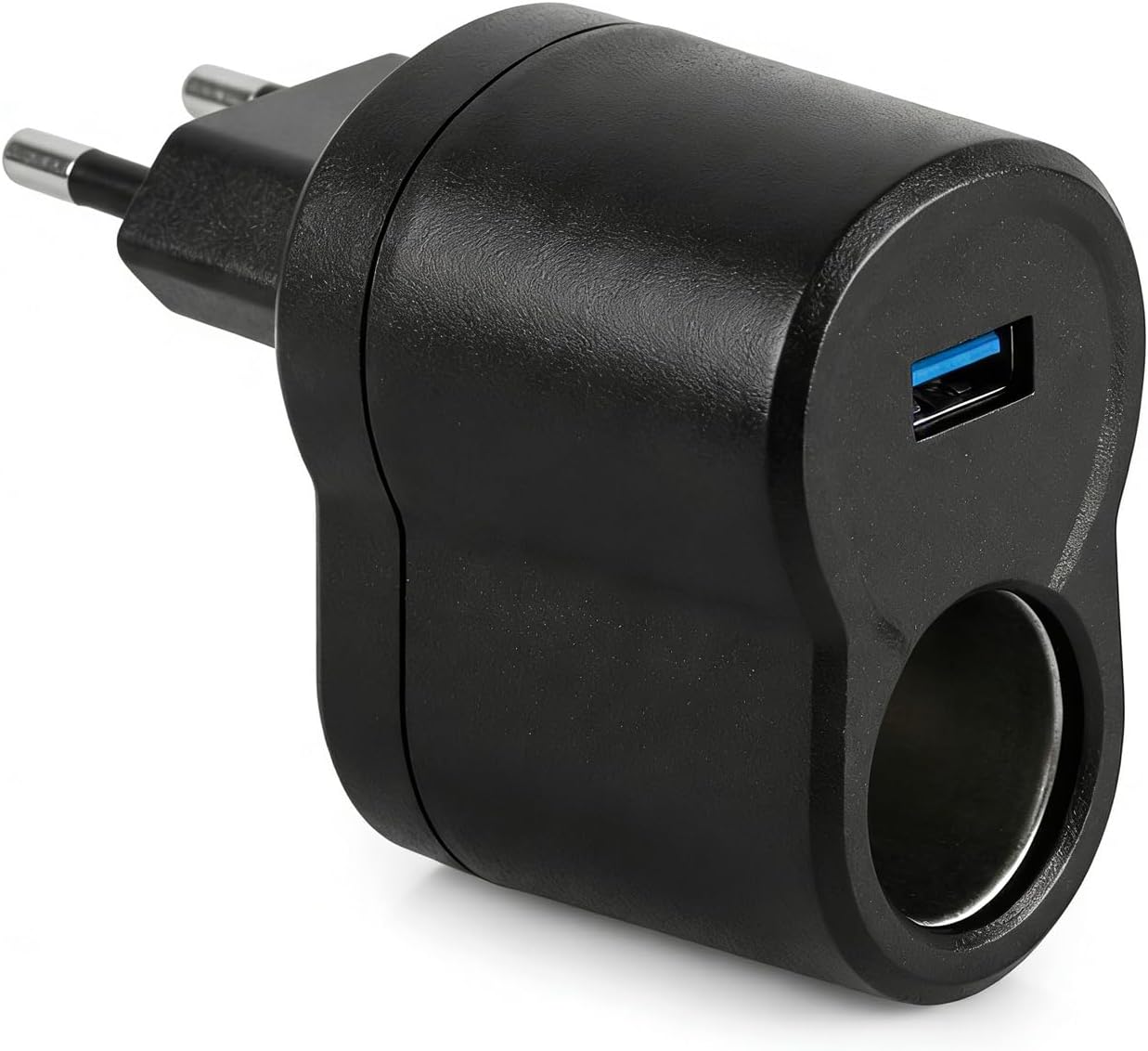 Transformador 220V a 12V para Coche, Adaptador Mechero Coche a Enchufe con USB, Convertidor de Corriente CA a CC 12V, Fuente de Alimentación para GPS, Dashcam y Dispositivos de Bajo Consumo