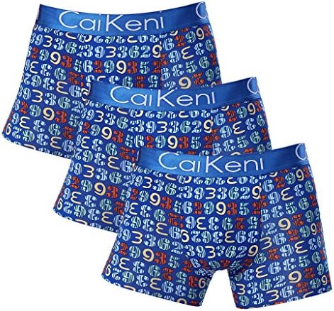 CAIKENI Men 3 pack Underwear Comfort Soft Boxer Short blue L