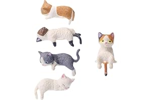 Copbopwn 5 Pcs Cat Car Accessories, Adorable Mini Figurines, Resin Cat Ornaments for Car Interior, Rearview Mirror, Home Office Accessories, Cute Car Dashboard Decorations & Desk Decor (Cat 2)