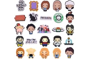 ZGCXRTO 25 Pcs Friend Breloque pour Chaussures, Amis Shoe Charms, Charmes de Chaussure PVC, Chaussures Dessin Animé, Pour Décoration Fête, et Bracelet Poignet Sabots, Cadeaux Fête