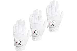 FINGER TEN Gant De Golf Hommes Main Gauche pour Golfeur droitier Pluie poignée Paquet De 3，Gant de Golf Confortable Doux synthétique Tous Les Temps Taille adaptée S M L XL ML Blanc Noir