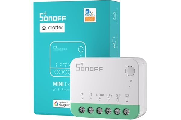 SONOFF MINIR4M Matt Wlan Smart reläbrytare, Wifi Switch 2-vägs mini gör-det-själv-modul, hemautomatisering, Smarthome strömbrytare infälld kompatibel med Apple Home, Alexa & Google Home, IFTTT