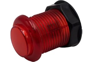 FABULOUS ARCADE Bouton de Jeu Arcade Lumineux LED et Switch Intégré Vissable Transparent 5 Volts 30 mm Couleur: Rouge Retro Gaming Bartop Jeux Vidéo
