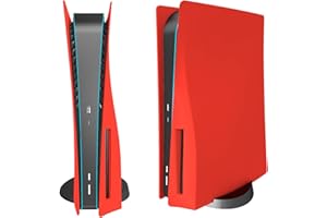 arVin Replacement Side Shell Plate for PS5, Replacement Cover for PS5 Disc Version Console, Dustproof Accessories for PS5 Console, ABS Case (Red, Disc Version)