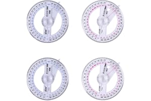 Androxeda rundes Winkelmesser-Lineal, 4 Stück 360-Winkel-Lineal Messwerkzeug-Vorlage Winkelmesser-Finder Dreharm-Winkellineal Schülerklassenzimmer Klassenzimmer Bürobedarf