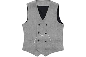 SOLOVEDRESS Gilet de costume vintage pour homme double boutonnage en laine Tweed gilet pour mariage Groomsmen