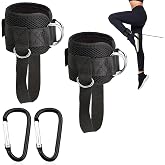 2 x Fitness Anklets with Carabiner, Sturdy and Adjustable, Ankle Straps Gym Pulleys, Women's Gym Straps