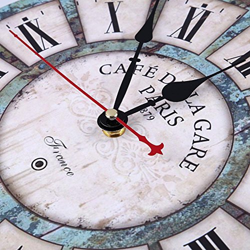 SOLEDI Wanduhr Vintage römischen Ziffer verrostet Rustikale Land Toskana Stil Holz - 5