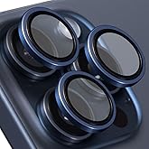BUFF LABS iPhone 15 Pro Max / 15 Pro Compatible Titanium Camera Lens Protector (Blue Titanium)