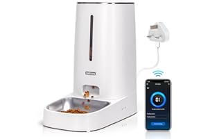 Nobleza 4L Automatic Cat Feeder, APP Control, 2.4G WiFi Smart Dry Food Dispenser with Stainless Steel Bowl, 10s Voice Recorder, Battery Operated, Portion Control, 1-10 Meals per Day.