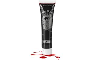 Alaoo Halloween Set de Faux Sang, 1 Tubes 28.3ML Sang Lavable, Stage Blood, pour Carnaval, Film, Théâpre, Blessures Simulées, Maquillage Halloween, Zombie, Vampire, Cosplay, Maquillage de Théâtre, E