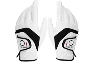 FINGER TEN Guantes de Golf para Hombre zurdo y Derecho con marcadores de Bola, Cuero Cabretta Weathersof Valor, Guantes de Golf para Hombres, Agarre de Lluvia, Duradero, Flexible