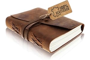 ‎MOONSTER moonster Leder Notizbuch Journal - Antikes handgemachtes ledergebundenes Notizbuch für Sie und Ihn zum Schreiben - Blanko Paper 18x13cm-gut für Kunst, als Skizzenbuch oder Reisetagebuch