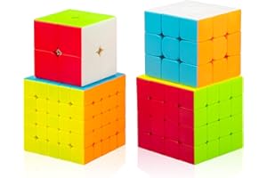 Cooja Zauberwürfel Set 2x2 + 3x3 + 4x4 + 5x5, 4 Stück Speed Cube Magischer Würfel Speedcube, Schnelles Glattdrehen Robust Spielzeug Geschenk für Jungen Mädchen