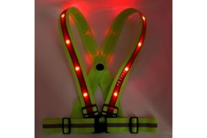 EBILUN Gilet de sécurité réfléchissant LED haute visibilité taille réglable rechargeable par USB pour coureur, cycliste, promeneur de chien, motocycliste