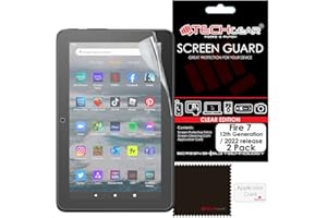 TECHGEAR 2 Pack Screen Protectors for Amazon Fire 7" & Fire Kids Edition 7" (2022) - Clear Lcd Screen Protectors - With Cleaning Cloth + Application Card